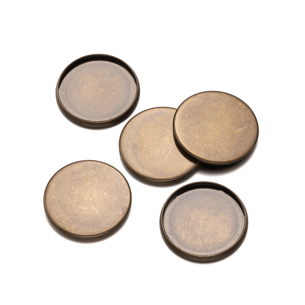 Bezels Set Pendant - アンティークブロンズフラットラウンドトレイ,エッジベゼルカップ,ネックレス,ブレスレット,ジュエリー作り,DIY,20個