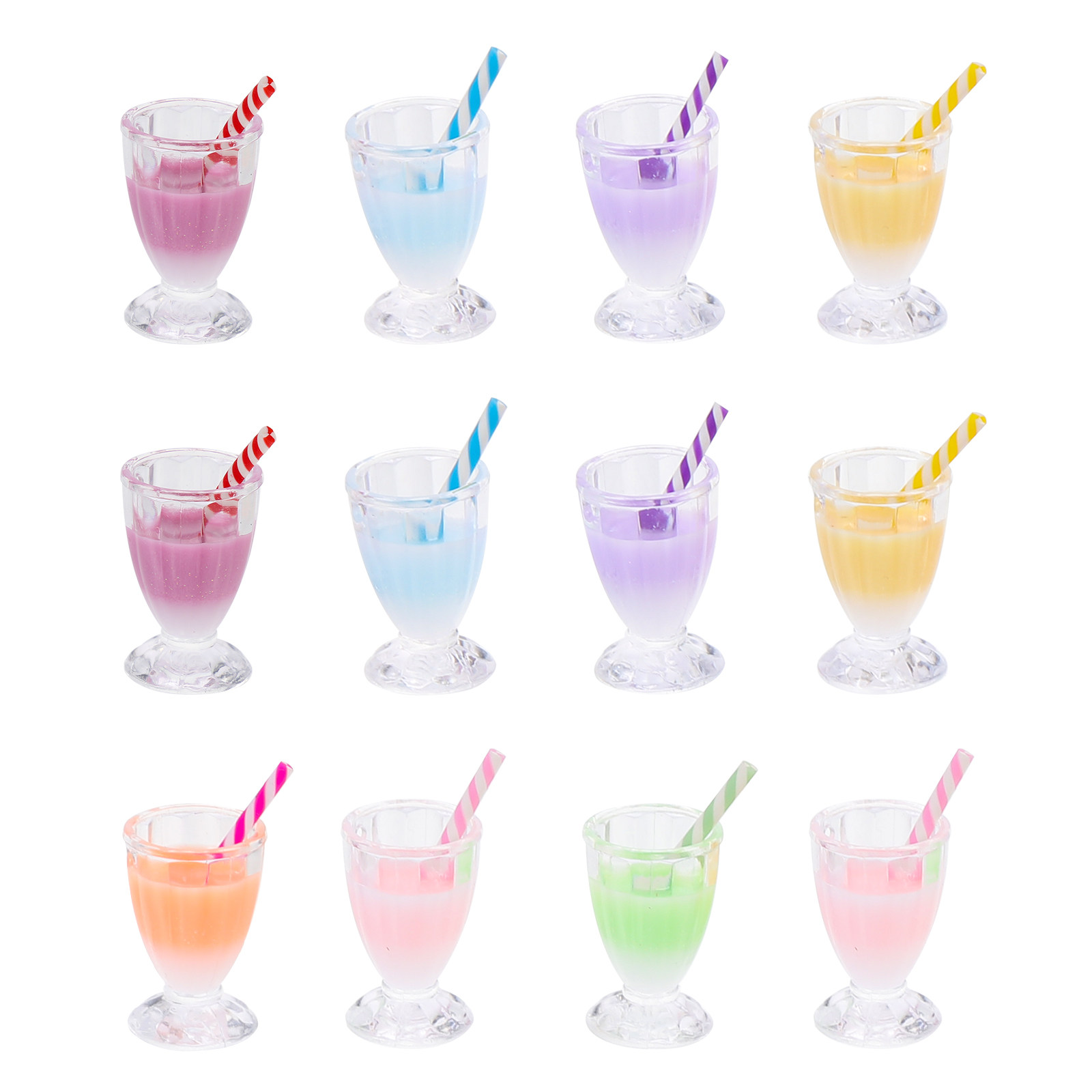 Resin Crafts Diy - 12個入り ミルクティーボトル型チャーム。レジン製の飲料チャームで、DIYのアクセサリー作りや、ペンダント、工芸品、友人や恋人へのプレゼントに最適。