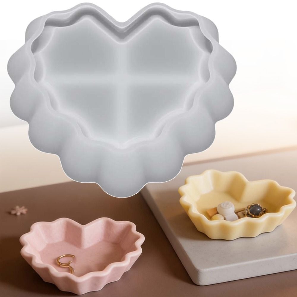 Silicone Mold Tray - ハート型プレート収納ボウル樹脂型シリコーン白エポキシシリコーン型手作りツール装飾品クラフト型ツール