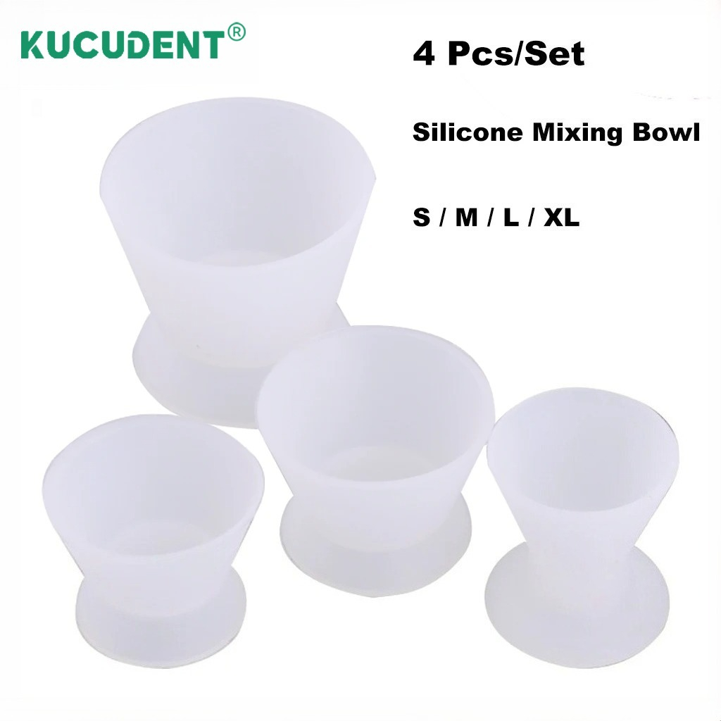 Mixing Cup Silicone - 4個セット デンタルシリコンカップ 柔軟な自己硬化型ミキシングラバーボウル 歯科ラボ用クリーニング皿 ホワイトニングツール