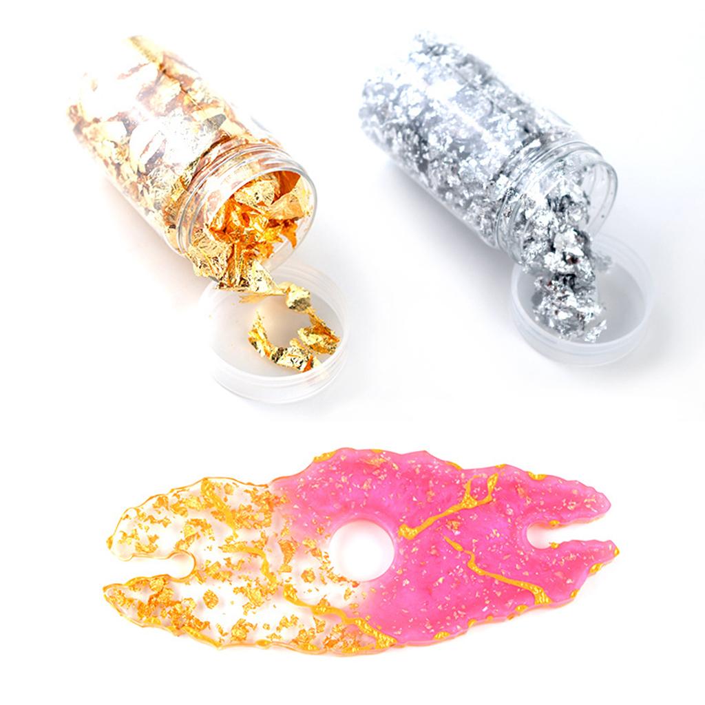Gold Foil Flakes - 6 個ゴールド箔フレーク紙ネイルステッカージェルポリッシュマニキュアグリッター DIY 金箔