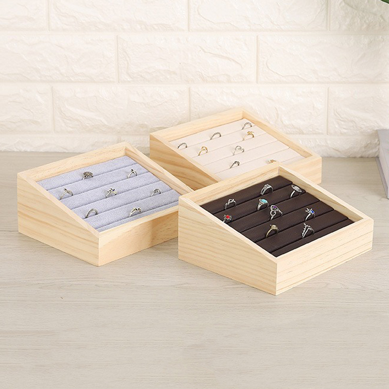 Wood Ring Blank - 木製ジュエリーディスプレイトレイ、ペンダントイヤリングスタンドホルダー、リングケース、デスクトップジュエリー収納ラック、カウンターショーケースアクセサリー、1個
