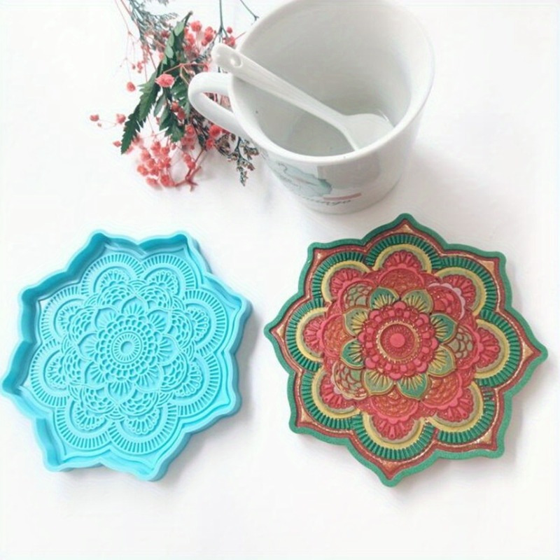 Coaster Mold Round - マンダラシリコンコースター型,丸型トレイ,カップマット,エポキシ樹脂型,工芸品,家の装飾,製造ツール