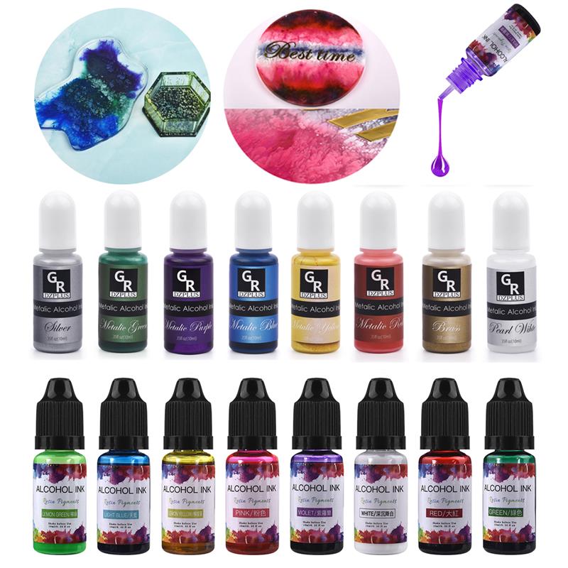 Resin Dye Alcohol - エポキシ樹脂3Dインク,10ml/15ml,ジュエリー作り用,ハイライト付き