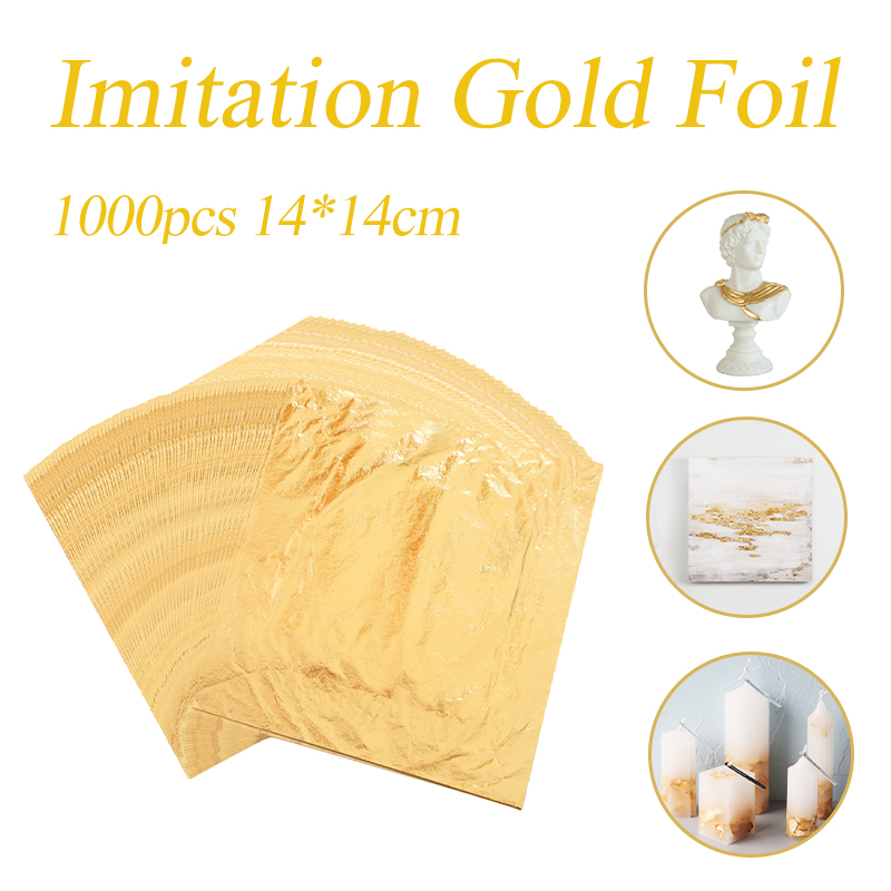 Gold Foil Flakes - 模造金箔箔シート色 2.5 銅葉 1000 個 14X14cmため金メッキアートワークネイルデコレーションゴールド葉箔紙