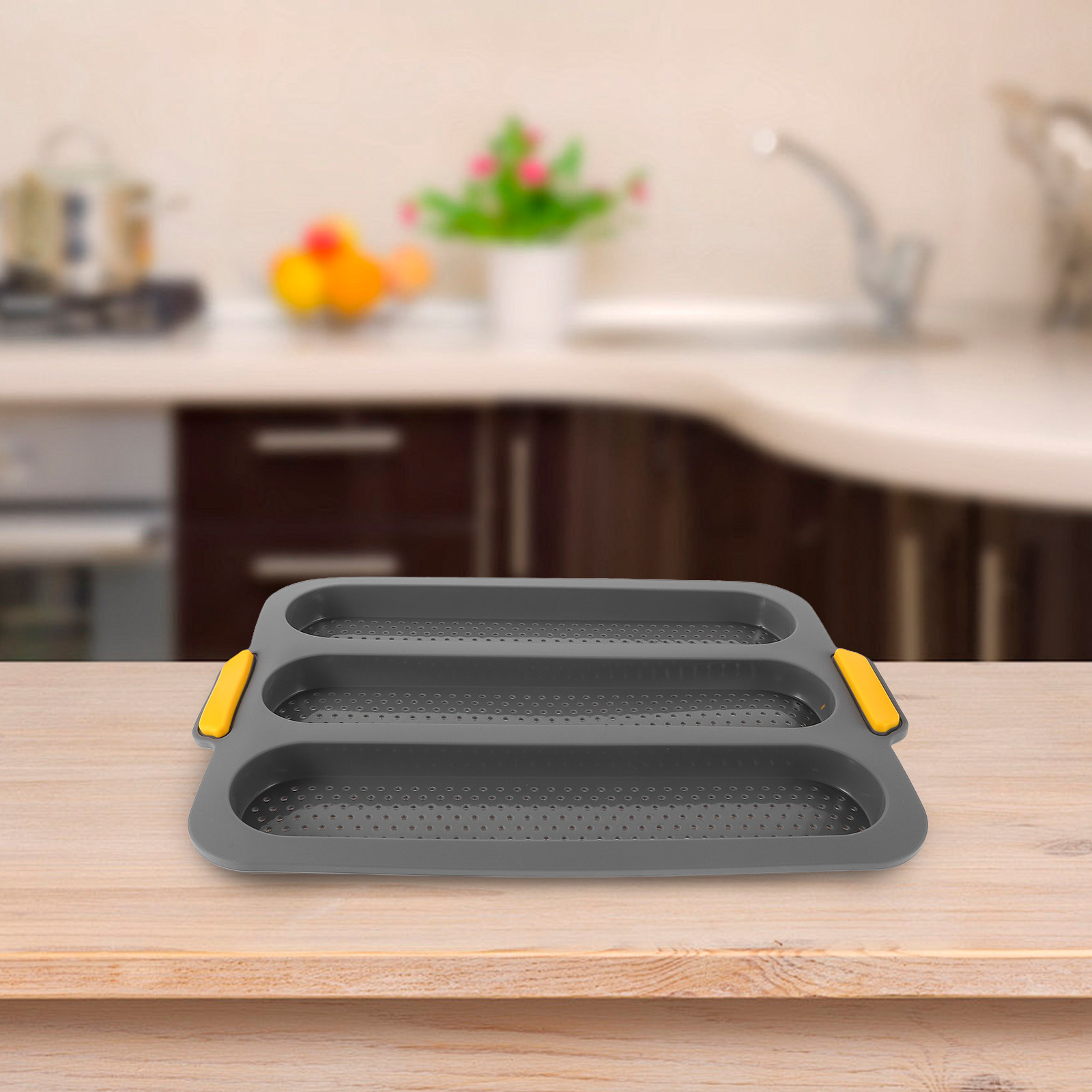 3つの型が付いたシリコン製バゲット型。焦げ付き防止加工が施さ - Silicone Mold Tray のレビューと価格