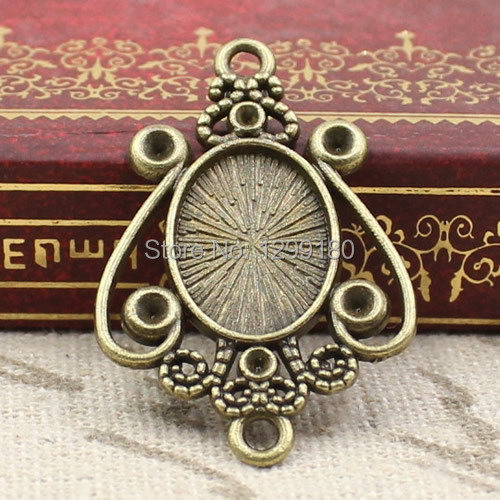 Bronze 50ピース/ロット合金カメオ/ガラス/カボショ - Bezels Set Pendant のレビューと価格