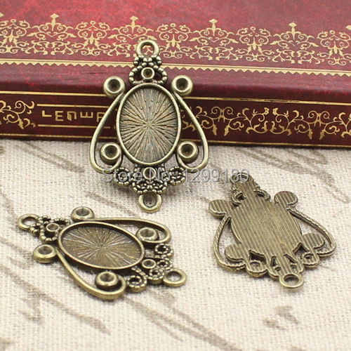 Bronze 50ピース/ロット合金カメオ/ガラス/カボショ - Bezels Set Pendant のレビューと価格