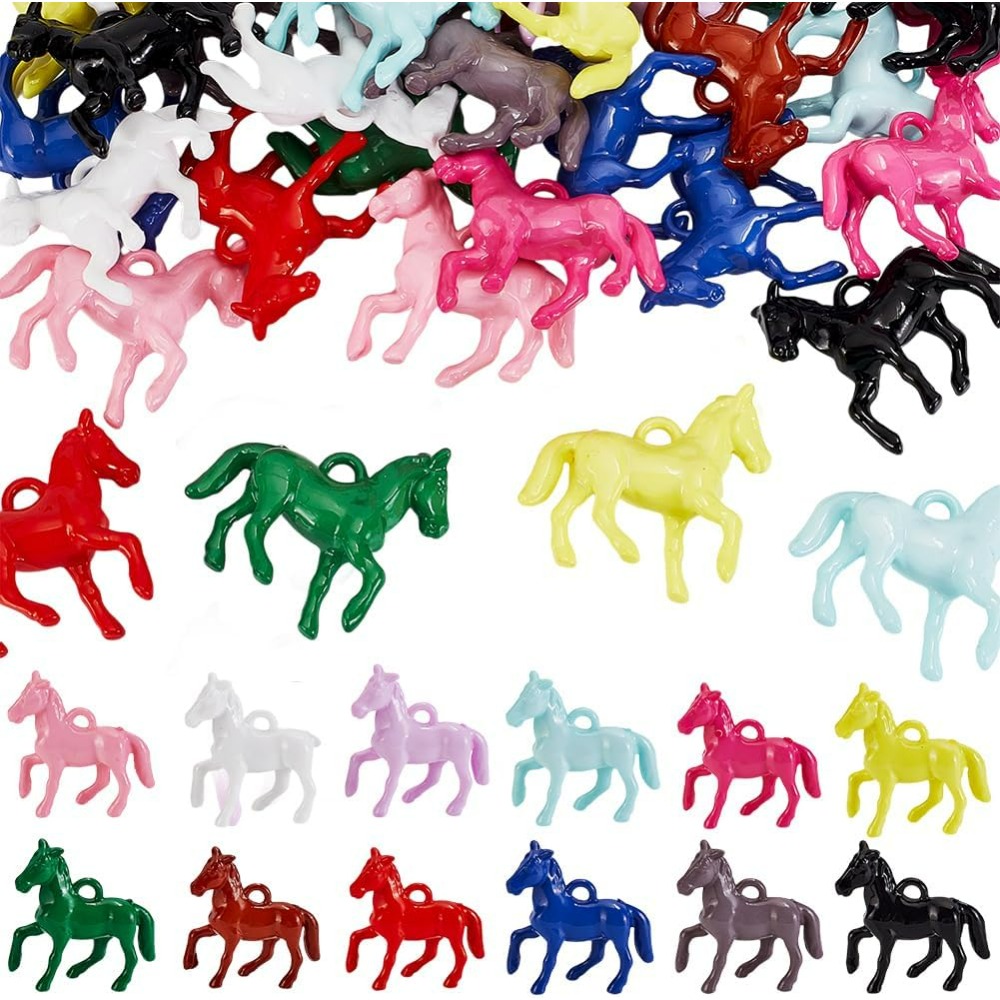 48 個不透明アクリルペンダント 12 色リトルホース動物樹 - Resin Crafts のレビューと価格