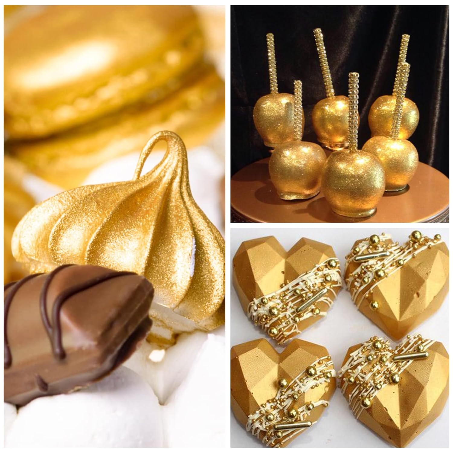 グリッターパウダー、ドリンク用グリッター、クッキーデコレーシ - Gold Foil Flakes のレビューと価格