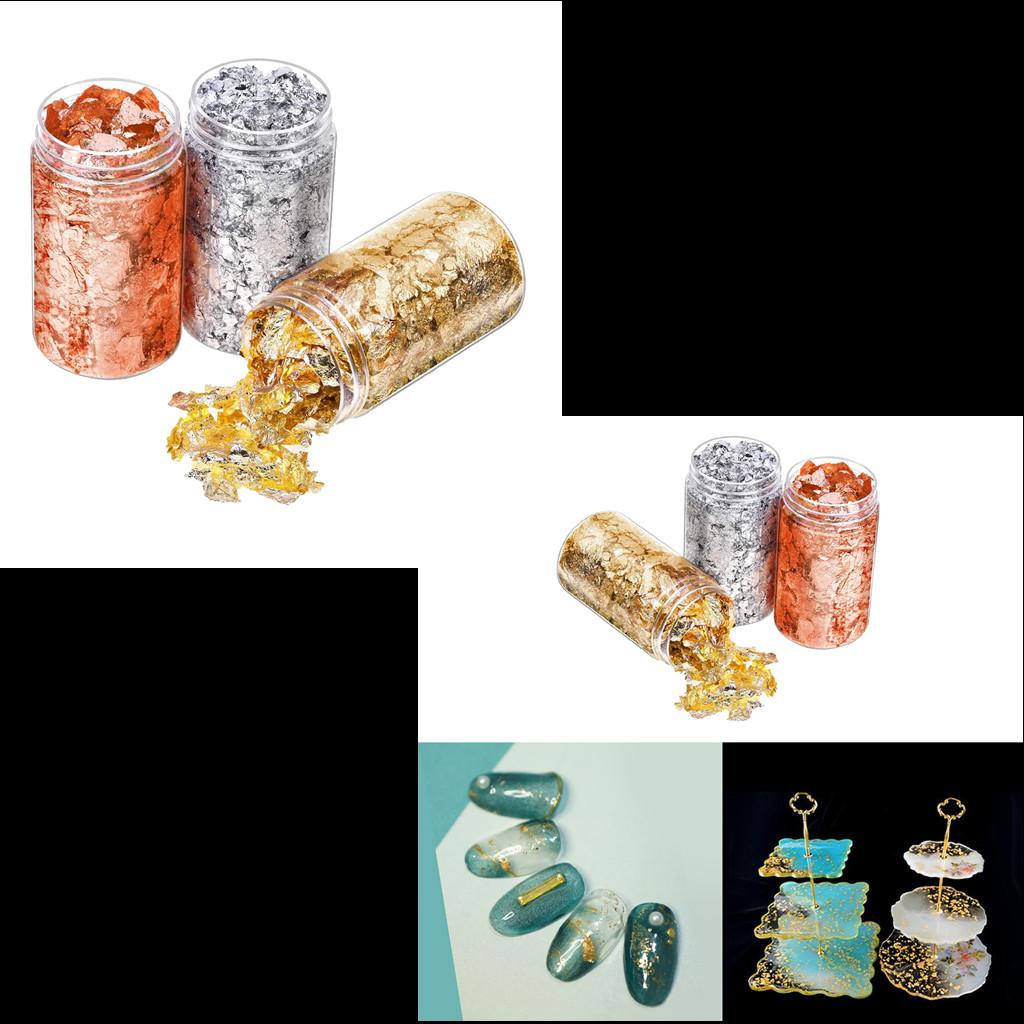 6 個ゴールド箔フレーク紙ネイルステッカージェルポリッシュマ - Gold Foil Flakes のレビューと価格