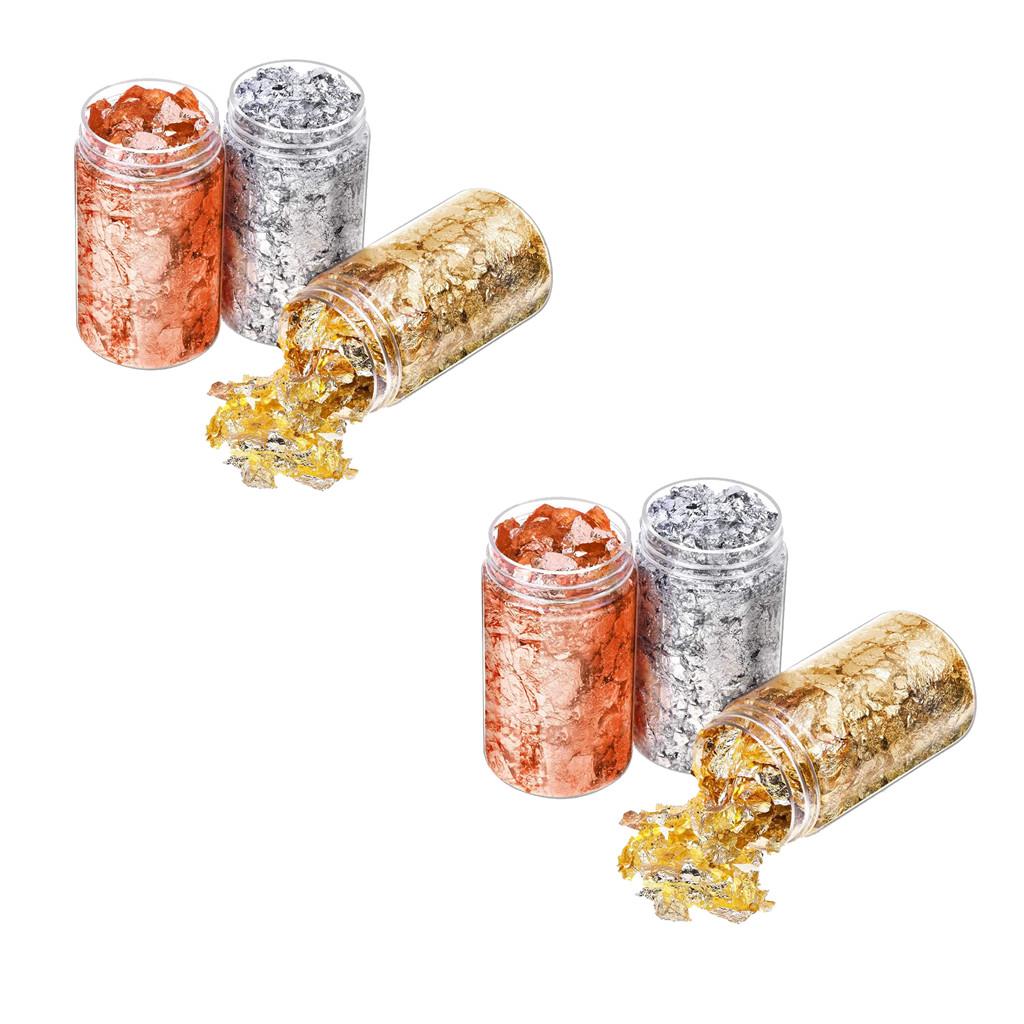6 個ゴールド箔フレーク紙ネイルステッカージェルポリッシュマ - Gold Foil Flakes のレビューと価格