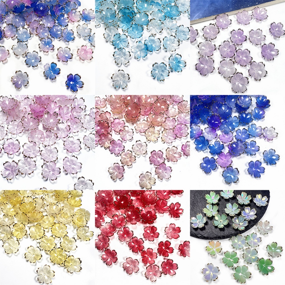 50個/ロット 19mm アクリル製桜の花ビーズ 花びらチャ - Resin Craft Projects のレビューと価格