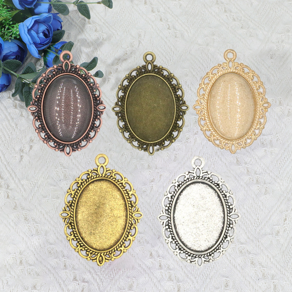 50個入り、宝石風ペンダント、アンティーク調の楕円形合金製ペ - Resin Crafts Diy のレビューと価格
